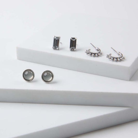 Set Aros Shine Plateado Humana