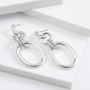 Aros Largo Oval Plateado Humana