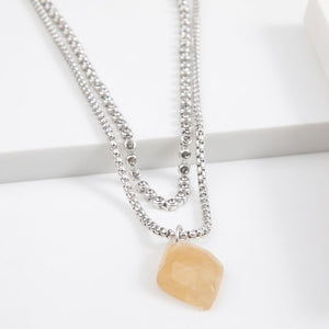 Collar Doble Piedra Plateado Humana