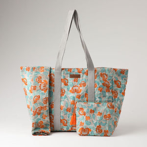 Set Cartera, Estuche Y Pareo Canvas Print Celeste Playa Tatienne