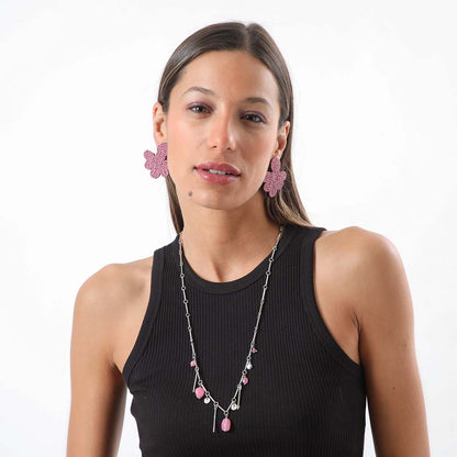 Aros Largos Diamela Rosados Humana