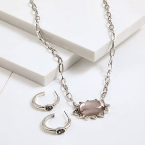 Set De Collar Garoa Plateado Humana