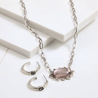 Set De Collar Garoa Plateado Humana