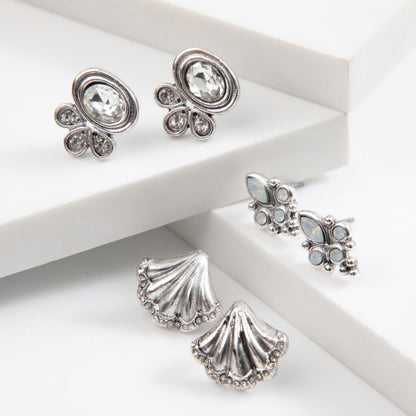 Set De 3 Aros Shell Plateado Humana