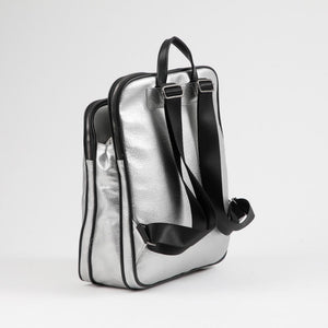 Mochila Computador Bianca Ecocuero Plateado Humana