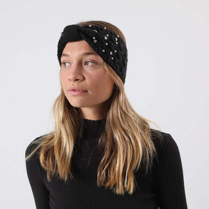 Cintillo Tejido Rhinestones Negro i-D
