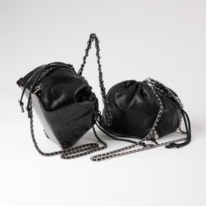 Cartera Bandolera Caty Ecocuero Brillante Negro Humana