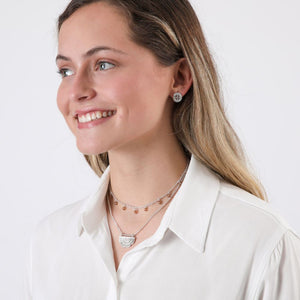 Collar Corto Doble Ambar Plateado Tatienne