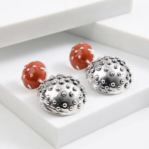 Aros Mediano Dots Plateado Humana