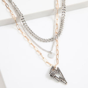 Collar Corto Triple Lightning Plateado Humana