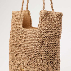 Cartera Tote Mia Tipo rafia tejida café Playa Humana
