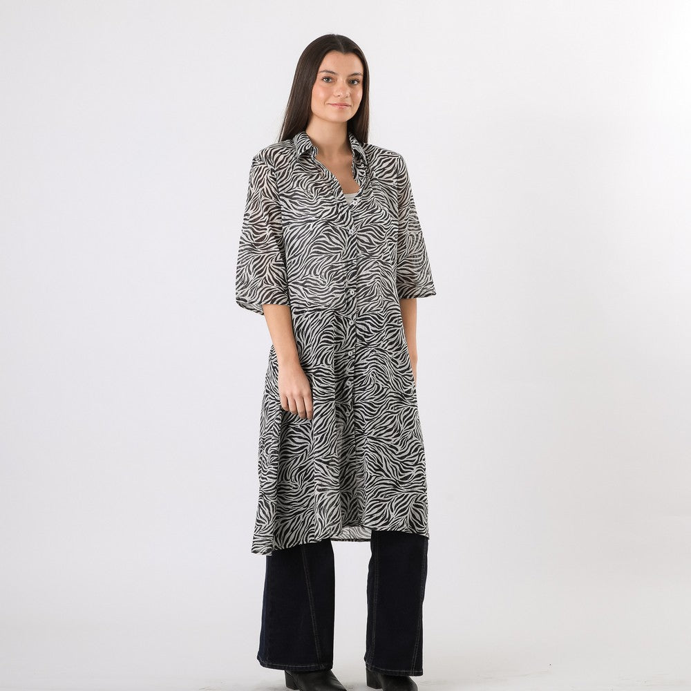 Kimono Zebra Blanco Y Negro Humana