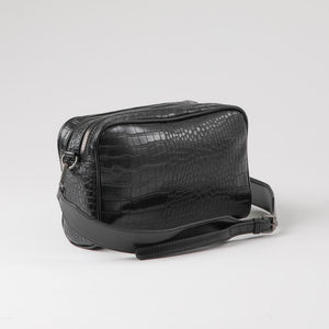 Cartera Bandolera Betsy Ecocuero Croco Negro Humana