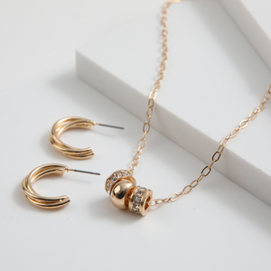 Set de argollas y collar Fio Dorado ID