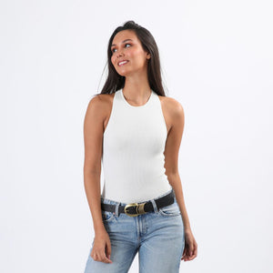 Cinturón Ecocuero Rings Dorado Negro Humana