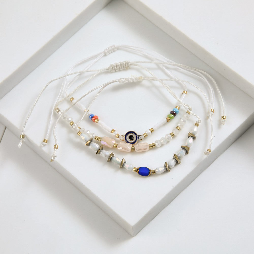 Set De Pulseras Nela Blanco I-D