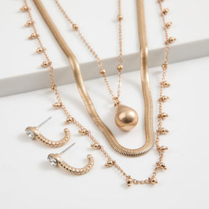 Set Collar y Aros Triple Blom Dorado Tatienne