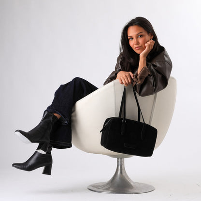 Cartera Hombro Gala Black Suede Humana