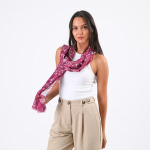 Pañuelo Estampado Nina Flores Fucsia Tatienne