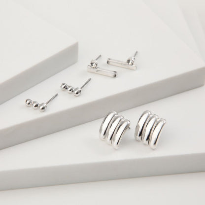 Aros Set Leia Plateado Humana