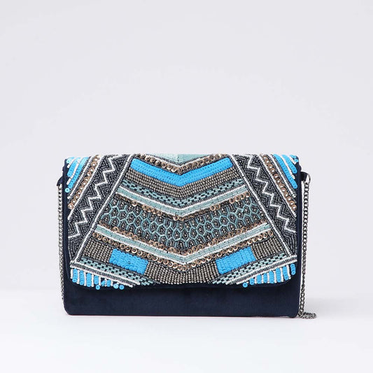 Clutch Greca Azul Tatienne