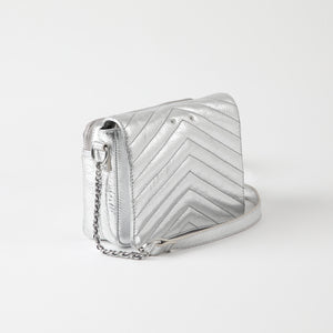 Cartera Cuero Cruzada Milan Silver