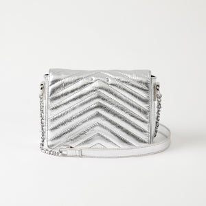 Cartera Cuero Cruzada Milan Silver