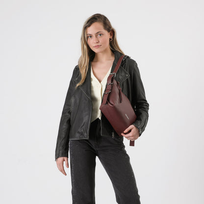 Cartera Cuero Hombro Dubai Burgundy