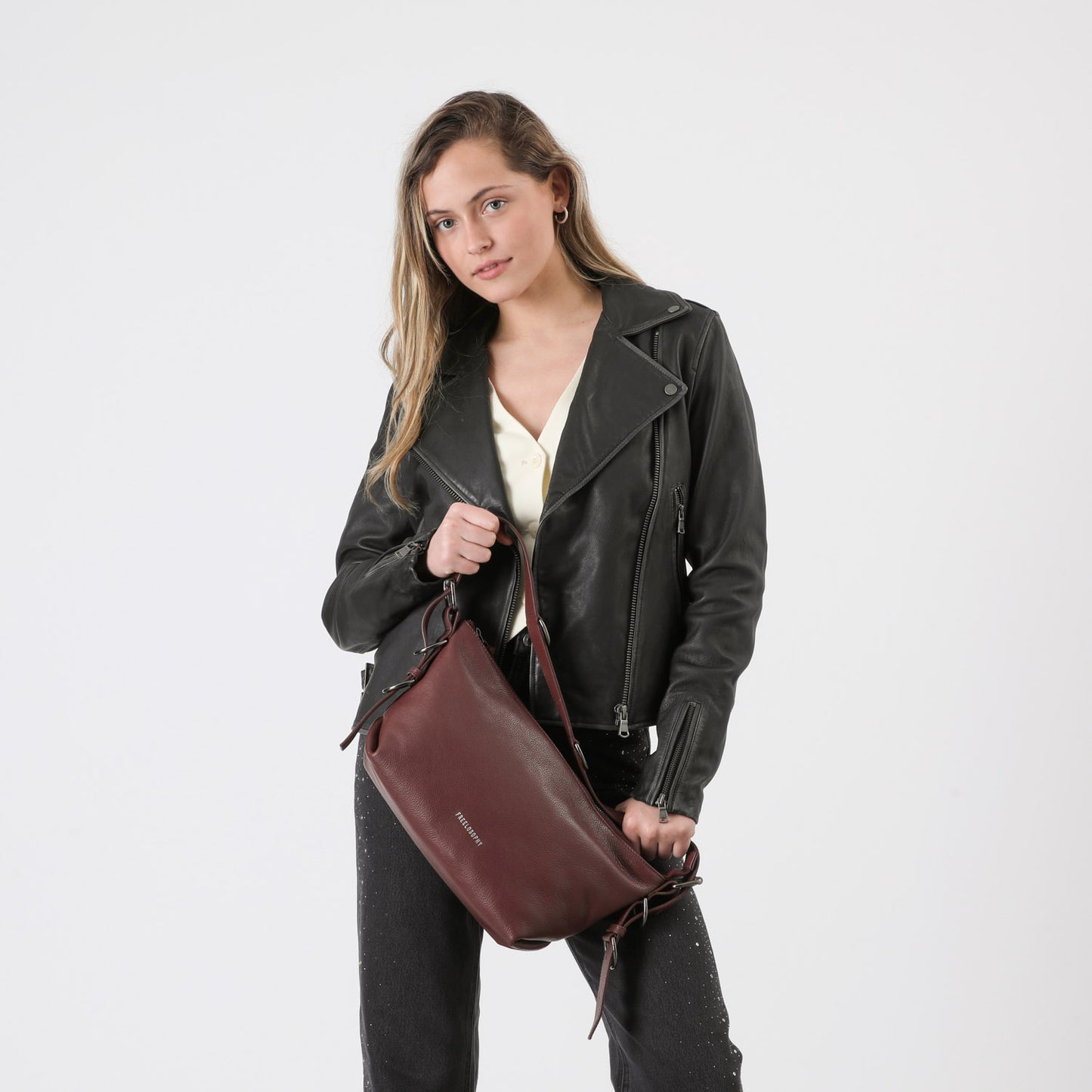 Cartera Cuero Hombro Dubai Burgundy