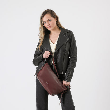 Cartera Cuero Hombro Dubai Burgundy