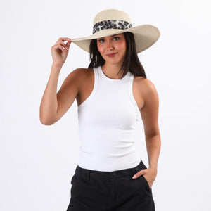 Sombrero Cinta Animal Print Beige i-D