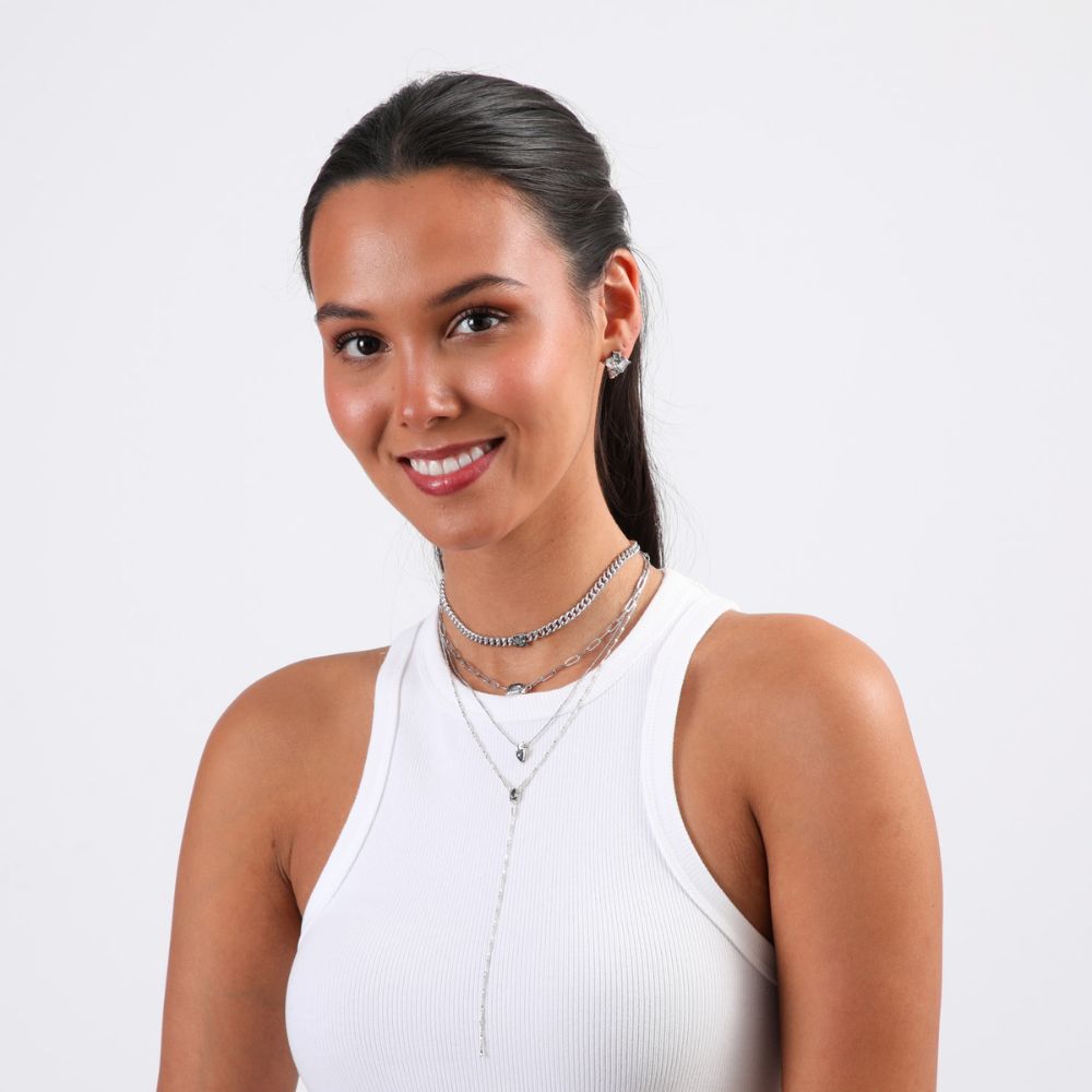 Collar Corto Triple Dust Plateado Humana