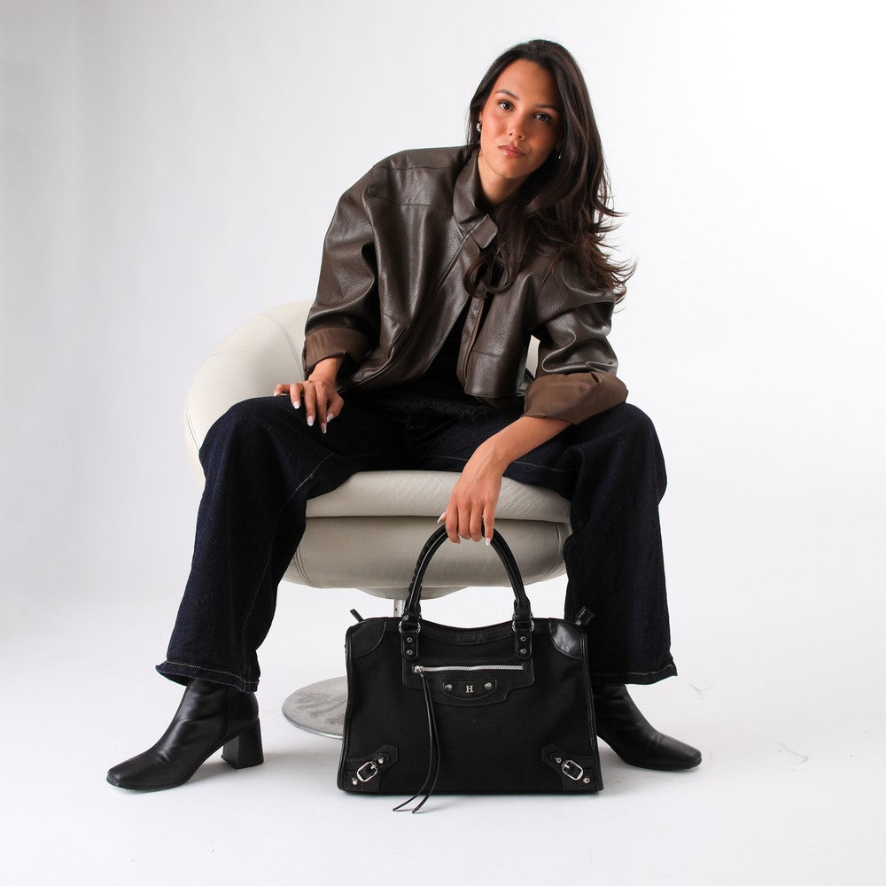 Cartera Hombro Coco Suede Black Humana