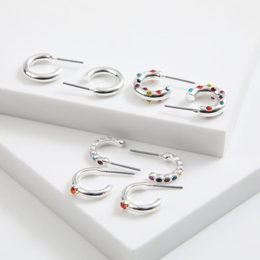 Set de 4 argollas Nuvia Plateado ID