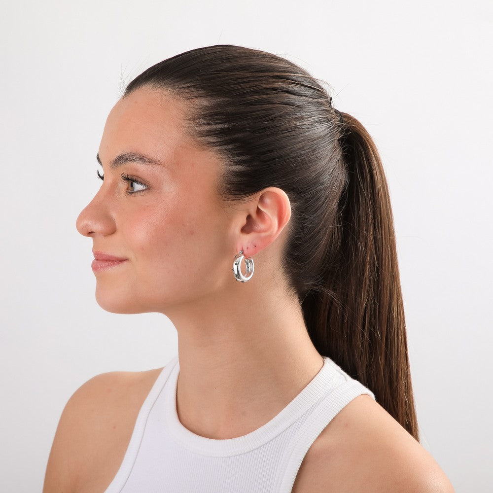 Aros Argollas Opal Plateado I-D