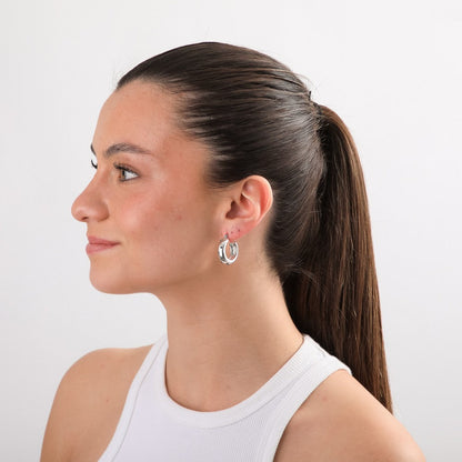 Aros Argollas Opal Plateado I-D