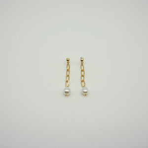 Aros Largos Dorados Perlas i-D