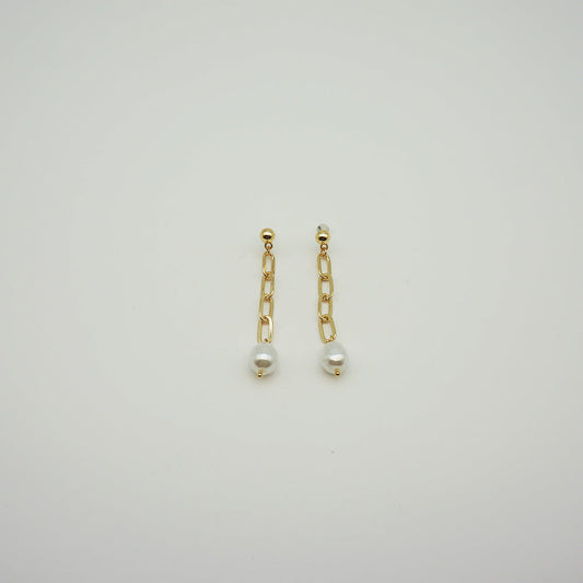 Aros Largos Dorados Perlas i-D