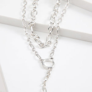 Collar Doble Cadena Plateado Humana