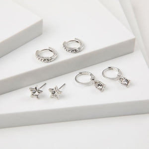 Aros Set Domi Plateado Humana