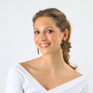 Aros Largos Leaf Plateado Humana