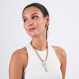 Set De Collar Y Aros Elegant Dorado Humana