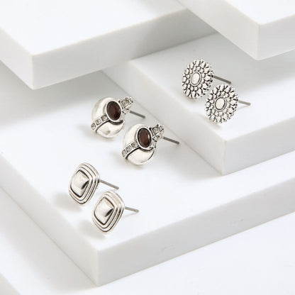 Set De Aros Noir Plateado Humana