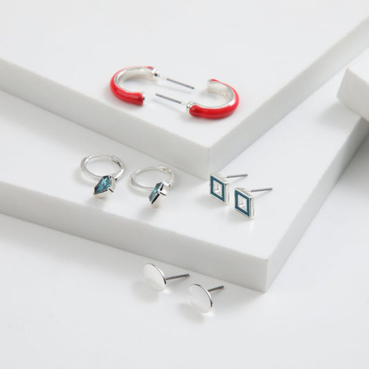 Set de 4 aros Avina Plateado ID