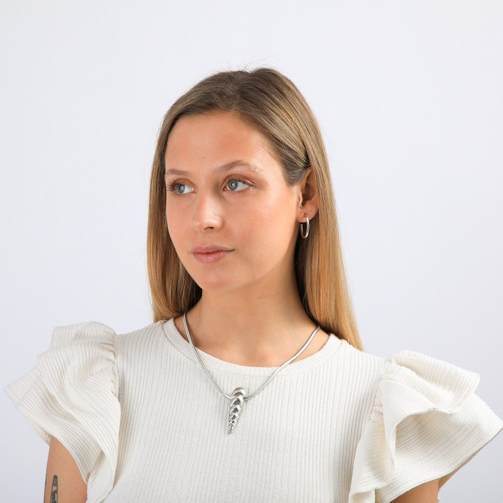 Set De Collar Shell Plateado Humana