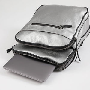 Mochila Computador Bianca Ecocuero Plateado Humana