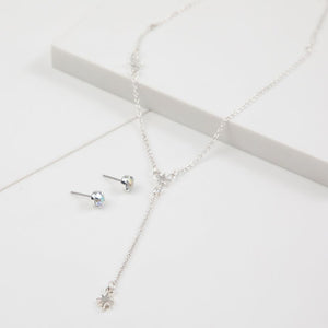 Set Collar Y Aros Evelina Plateado i-D