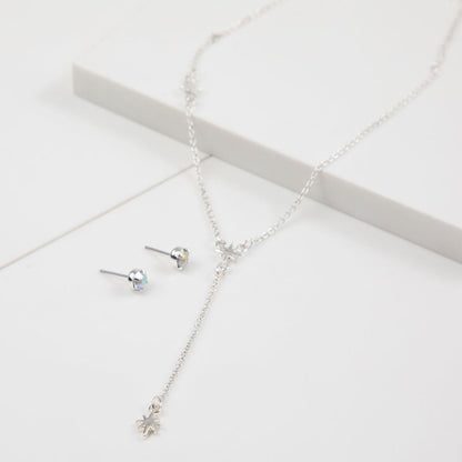 Set Collar Y Aros Evelina Plateado i-D