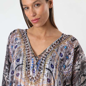 Kimono Print Negro Humana
