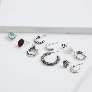 Set Aros Mocán Plateado Humana